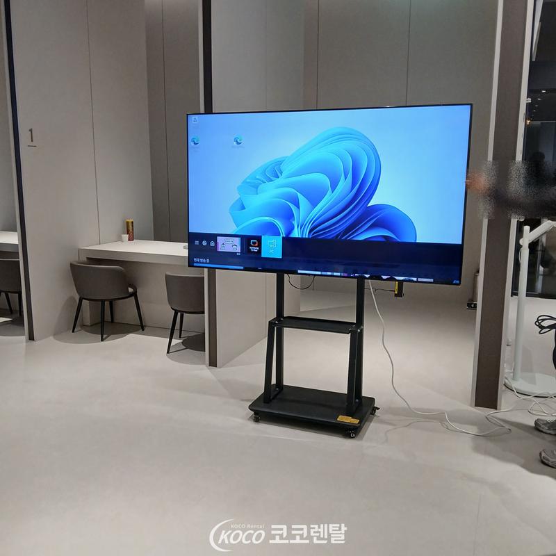 코코렌탈 인천 미추홀점 [ (주)넥스미디어 ] 삼성 75인치 크리스탈 UHD TV & 이동식 거치대 렌탈 설치